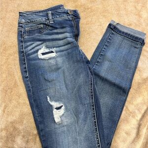 Distressed Blue Jeans